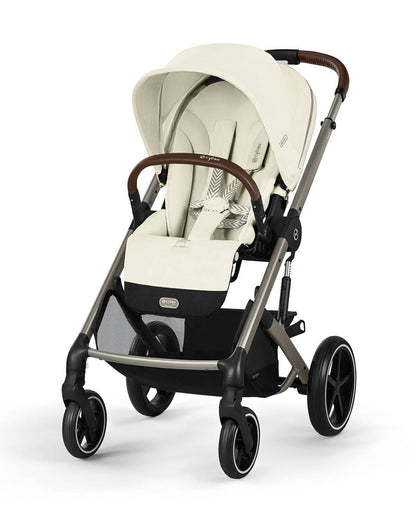 Cybex Balios S Lux Stroller-Advanced Wheel Suspension-Height Adjustable Parent Handle Bar-Reversible & Flat Reclining Seat-One Hand Fold-2 Years Warranty-For 0 to 4Y (Upto 22 Kg)-Taupe Frame & Seashell Beige Seat