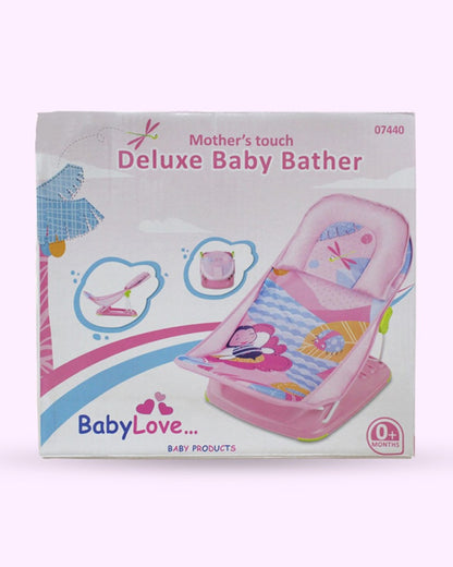 Mastela Deluxe Baby Bather-With 3 Position Recline & Padded Head Rest-0 to 6M-Pink Dolphin