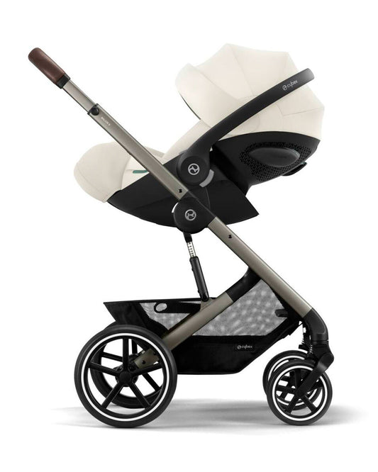 Cybex Balios S Lux Stroller & Cloud G i-Size Plus Car Seat Travel System-Includes Adapters-Taupe Frame & Seashell Beige