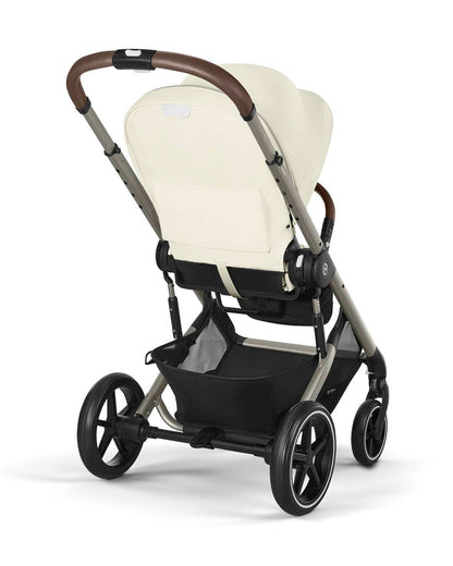 Cybex Balios S Lux Stroller-Advanced Wheel Suspension-Height Adjustable Parent Handle Bar-Reversible & Flat Reclining Seat-One Hand Fold-2 Years Warranty-For 0 to 4Y (Upto 22 Kg)-Taupe Frame & Seashell Beige Seat