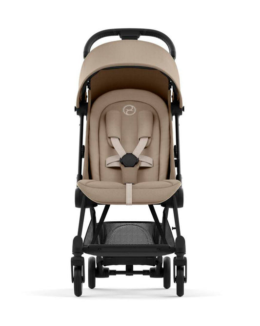 Cybex Coya Cabin Friendly Stroller & Cloud T i-Size Plus Car Seat Travel System-Includes Adapters-Matt Black Frame & Cozy Beige