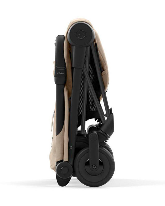 Cybex Coya Cabin Friendly Stroller & Cloud T i-Size Plus Car Seat Travel System-Includes Adapters-Matt Black Frame & Cozy Beige