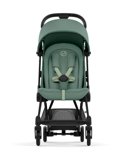 Cybex Coya Cabin Friendly Stroller-Ultra Compact One Hand Fold-Near Flat Reclining Seat-Car Seat Compatible-2 Years Warranty-For 0 to 4Y (Upto 22 Kg)-Matt Black Frame & Leaf Green Seat