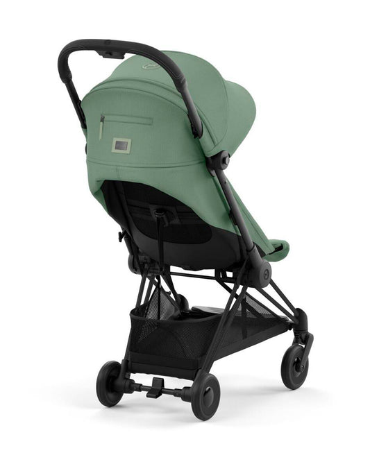 Cybex Coya Cabin Friendly Stroller-Ultra Compact One Hand Fold-Near Flat Reclining Seat-Car Seat Compatible-2 Years Warranty-For 0 to 4Y (Upto 22 Kg)-Matt Black Frame & Leaf Green Seat
