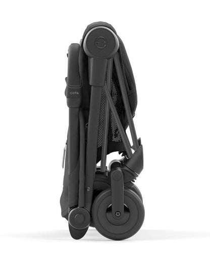 Cybex Coya Cabin Friendly Stroller-Ultra Compact One Hand Fold-Near Flat Reclining Seat-Car Seat Compatible-2 Years Warranty-For 0 to 4Y (Upto 22 Kg)-Matt Black Frame & Sepia Black Seat