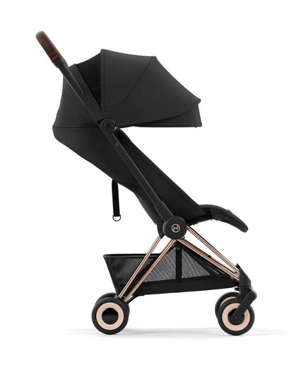 Cybex Coya Cabin Friendly Stroller & Cloud T i-Size Plus Car Seat Travel System-Includes Adapters-Rose Gold Frame & Sepia Black