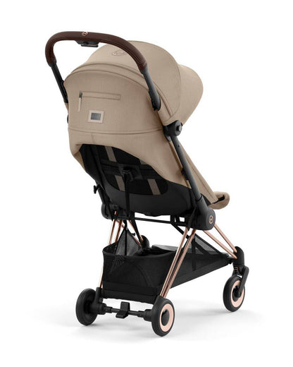Cybex Coya Cabin Friendly Stroller & Cloud T i-Size Plus Car Seat Travel System-Includes Adapters-Rose Gold Frame & Cozy Beige