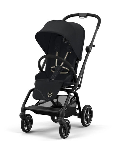 Cybex Eezy S Twist +2 Lightweight Stroller-360 Degree Rotatable Seat-One Hand Fold-Flat Reclining Seat-Travel System Compatible-2 Years Warranty-For 0 to 4Y (Upto 22 Kg)-Black Frame & Magic Black Seat