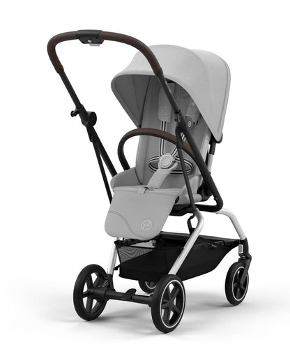 Cybex Eezy S Twist +2 Lightweight Stroller-360 Degree Rotatable Seat-One Hand Fold-Flat Reclining Seat-Travel System Compatible-2 Years Warranty-For 0 to 4Y (Upto 22 Kg)-Silver Frame & Fog Grey Seat