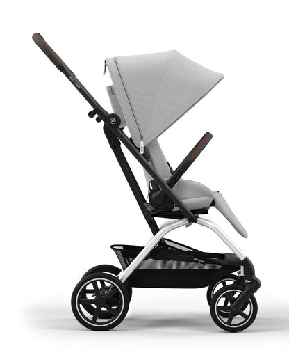 Cybex Eezy S Twist +2 Lightweight Stroller-360 Degree Rotatable Seat-One Hand Fold-Flat Reclining Seat-Travel System Compatible-2 Years Warranty-For 0 to 4Y (Upto 22 Kg)-Silver Frame & Fog Grey Seat