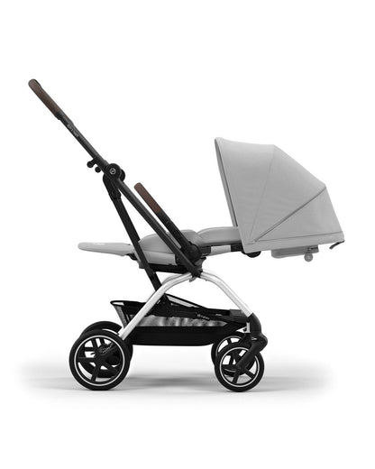 Cybex Eezy S Twist +2 Lightweight Stroller-360 Degree Rotatable Seat-One Hand Fold-Flat Reclining Seat-Travel System Compatible-2 Years Warranty-For 0 to 4Y (Upto 22 Kg)-Silver Frame & Fog Grey Seat