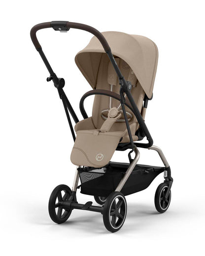Cybex Eezy S Twist +2 Lightweight Stroller-360 Degree Rotatable Seat-One Hand Fold-Flat Reclining Seat-Travel System Compatible-2 Years Warranty-For 0 to 4Y (Upto 22 Kg)-Taupe Frame & Almond Beige Seat