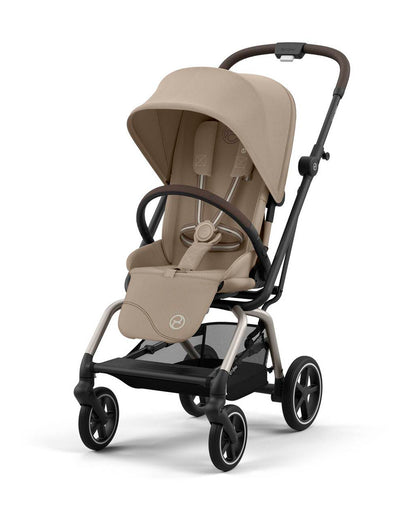 Cybex Eezy S Twist +2 Lightweight Stroller-360 Degree Rotatable Seat-One Hand Fold-Flat Reclining Seat-Travel System Compatible-2 Years Warranty-For 0 to 4Y (Upto 22 Kg)-Taupe Frame & Almond Beige Seat