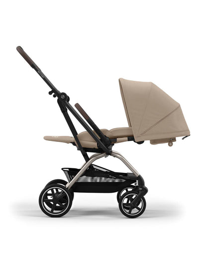 Cybex Eezy S Twist +2 Lightweight Stroller-360 Degree Rotatable Seat-One Hand Fold-Flat Reclining Seat-Travel System Compatible-2 Years Warranty-For 0 to 4Y (Upto 22 Kg)-Taupe Frame & Almond Beige Seat