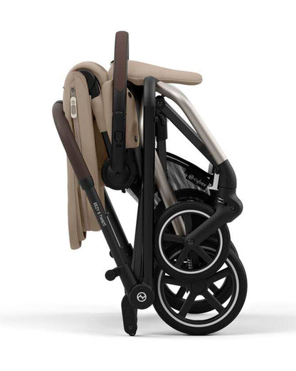 Cybex Eezy S Twist +2 Lightweight Stroller-360 Degree Rotatable Seat-One Hand Fold-Flat Reclining Seat-Travel System Compatible-2 Years Warranty-For 0 to 4Y (Upto 22 Kg)-Taupe Frame & Almond Beige Seat