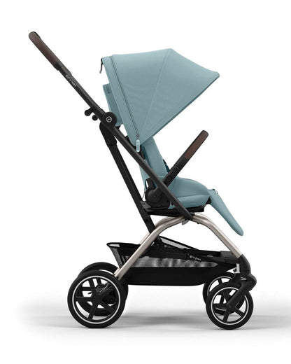 Cybex Eezy S Twist +2 Lightweight Stroller-360 Degree Rotatable Seat-One Hand Fold-Flat Reclining Seat-Travel System Compatible-2 Years Warranty-For 0 to 4Y (Upto 22 Kg)-Taupe Frame & Stormy Blue Seat