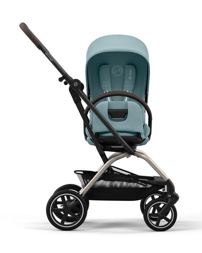 Cybex Eezy S Twist +2 Lightweight Stroller-360 Degree Rotatable Seat-One Hand Fold-Flat Reclining Seat-Travel System Compatible-2 Years Warranty-For 0 to 4Y (Upto 22 Kg)-Taupe Frame & Stormy Blue Seat
