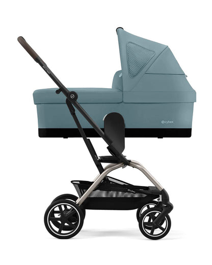 Cybex Eezy S Twist +2 Lightweight Stroller-360 Degree Rotatable Seat-One Hand Fold-Flat Reclining Seat-Travel System Compatible-2 Years Warranty-For 0 to 4Y (Upto 22 Kg)-Taupe Frame & Stormy Blue Seat