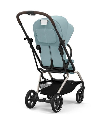 Cybex Eezy S Twist +2 Lightweight Stroller-360 Degree Rotatable Seat-One Hand Fold-Flat Reclining Seat-Travel System Compatible-2 Years Warranty-For 0 to 4Y (Upto 22 Kg)-Taupe Frame & Stormy Blue Seat