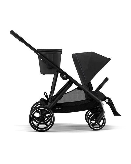 Cybex Gazelle S Double Stroller-With Free Extra Storage Basket-2 Years Warranty-For 0M to 4Y (Upto 22 Kg)-Black Frame & Moon Black