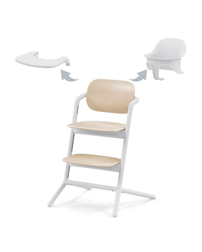Cybex Lemo 3 in 1 High Chair-With Harness, Baby Set & Tray-2 Years Warranty-For 6M to 99Y (Upto 120 Kg)-Sand White