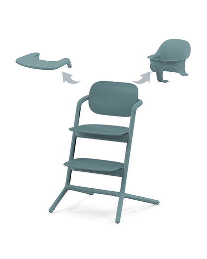 Cybex Lemo 3 in 1 High Chair-With Comfort Inlay, Baby Set & Tray-2 Years Warranty-For 6M to 99Y (Upto 120 Kg)-Stone Blue