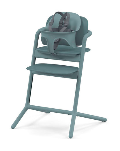 Cybex Lemo 3 in 1 High Chair-With Baby Set & Tray-Individual Height and Depth Adjustment of Seat & Footrest-Anti Tip Rear Wheels for Easy Movement-2 Years Warranty-For 6M to 99Y (Upto 120 Kg)-Stone Blue
