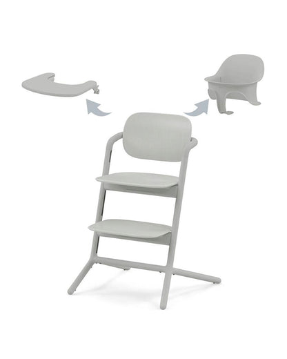 Cybex Lemo 3 in 1 High Chair-With Baby Set & Tray-Individual Height & Depth Adjustment of Seat & Footrest-Anti Tip Rear Wheels for Easy Movement-2 Years Warranty-For 6M to 99Y (Upto 120 Kg)-Suede Grey