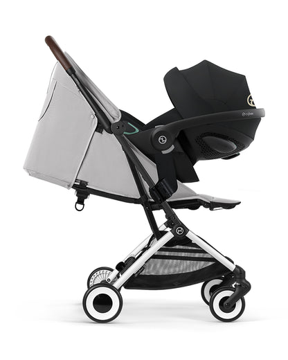 Cybex Orfeo Cabin Friendly Stroller-One Hand Fold-Flat Reclining Seat-Car Seat Compatible-2 Years Warranty-For 0 to 4Y (Upto 22 Kg)-Silver Frame & Fog Grey Seat