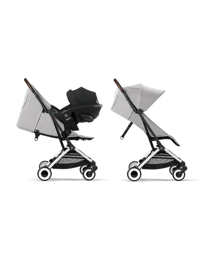 Cybex Orfeo Cabin Friendly Stroller-One Hand Fold-Flat Reclining Seat-Car Seat Compatible-2 Years Warranty-For 0 to 4Y (Upto 22 Kg)-Silver Frame & Fog Grey Seat
