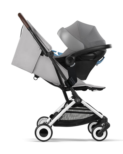 Cybex Orfeo Cabin Friendly Stroller-One Hand Fold-Flat Reclining Seat-Car Seat Compatible-2 Years Warranty-For 0 to 4Y (Upto 22 Kg)-Silver Frame & Fog Grey Seat