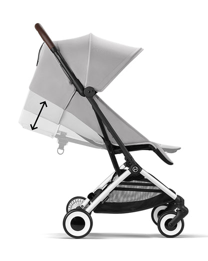 Cybex Orfeo Cabin Friendly Stroller-One Hand Fold-Flat Reclining Seat-Car Seat Compatible-2 Years Warranty-For 0 to 4Y (Upto 22 Kg)-Silver Frame & Fog Grey Seat