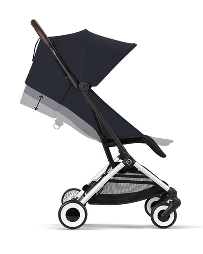 Cybex Orfeo Cabin Friendly Stroller-One Hand Fold-Flat Reclining Seat-Car Seat Compatible-2 Years Warranty-For 0 to 4Y (Upto 22 Kg)-Silver Frame & Dark Blue Seat