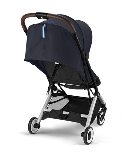 Cybex Orfeo Cabin Friendly Stroller-One Hand Fold-Flat Reclining Seat-Car Seat Compatible-2 Years Warranty-For 0 to 4Y (Upto 22 Kg)-Silver Frame & Dark Blue Seat
