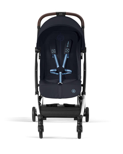 Cybex Orfeo Cabin Friendly Stroller-One Hand Fold-Flat Reclining Seat-Car Seat Compatible-2 Years Warranty-For 0 to 4Y (Upto 22 Kg)-Silver Frame & Dark Blue Seat
