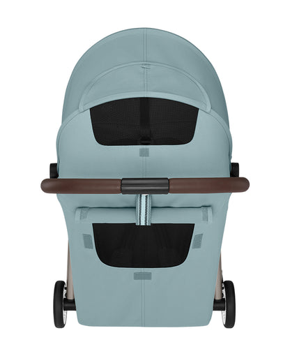 Cybex Orfeo Cabin Friendly Stroller-One Hand Fold-Flat Reclining Seat-Car Seat Compatible-2 Years Warranty-For 0 to 4Y (Upto 22 Kg)-Taupe Frame & Stormy Blue Seat