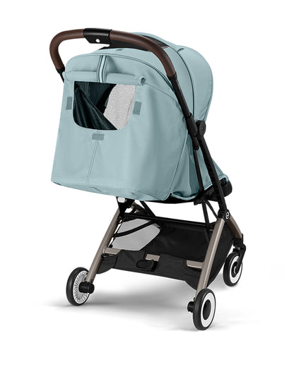 Cybex Orfeo Cabin Friendly Stroller-One Hand Fold-Flat Reclining Seat-Car Seat Compatible-2 Years Warranty-For 0 to 4Y (Upto 22 Kg)-Taupe Frame & Stormy Blue Seat