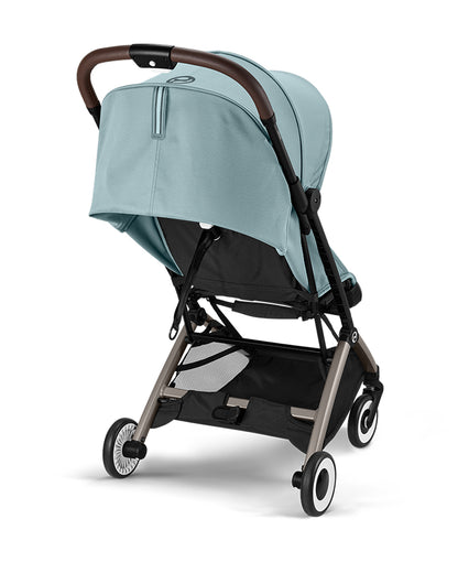 Cybex Orfeo Cabin Friendly Stroller-One Hand Fold-Flat Reclining Seat-Car Seat Compatible-2 Years Warranty-For 0 to 4Y (Upto 22 Kg)-Taupe Frame & Stormy Blue Seat