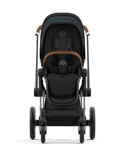 Cybex Priam Stroller-Height Adjustable Parent Handle Bar-Reversible & Flat Reclining Seat-One Hand Fold-Travel System Compatible-2 Years Warranty-For 0 to 4Y (Upto 22 Kg)-Chrome Brown Frame & Sepia Black Seat