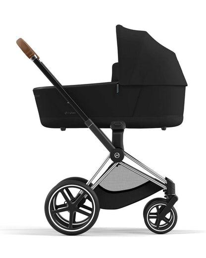 Cybex Priam Stroller & Priam Lux Carry Cot Travel System-Includes Adapters-Chrome Brown Frame & Sepia Black