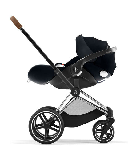 Cybex Priam Stroller & Cloud T i-Size Plus Car Seat Travel System-Includes Adapters-Chrome Brown Frame & Sepia Black