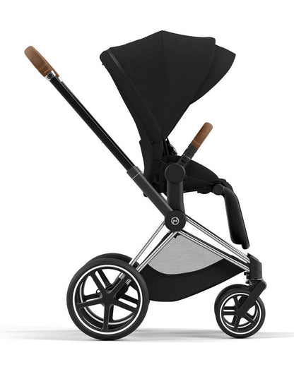 Cybex Priam Stroller & Priam Lux Carry Cot Travel System-Includes Adapters-Chrome Brown Frame & Sepia Black