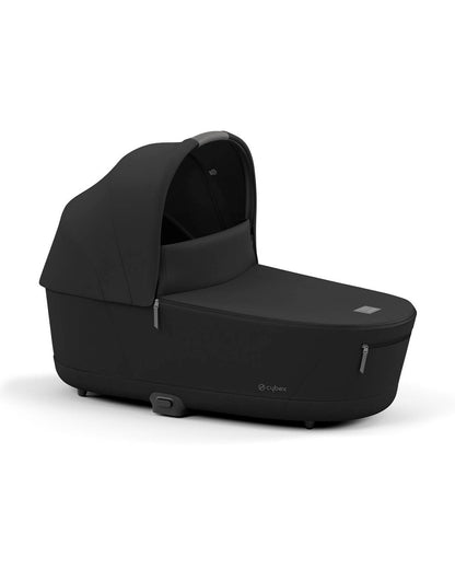 Cybex Priam Lux Carry Cot-With Two Separate Mesh Window-100% Cotton & Memory Foam-UPF 50+ Canopy with Visor-Compact Fold-2 Years Warranty-For 0 to 6M (Upto 9 kg)-Sepia Black