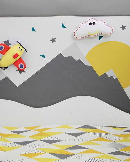 Joie Cheer Playard & Travel Cot-Compact Fold-All Around Mesh Ventilation-Removable Mattress-Scentric Print With Included Toys-For Infants-Upto 15 Kg-Little Explorer