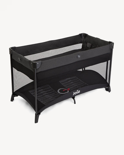 Joie Allura 120 Travel Cot-With Removable Bassinet-Extra Compact Fold-Includes Carry Bag-For Infants-Upto 15 Kg-Shale