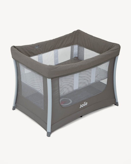 Joie Illusion Travel Cot With Tuckaway Changing Table-Deluxe Parent Organizer With Storage-Removable Bassinet-Compact Fold-Includes Carry Bag-For Infants-Upto 15 Kg-Nickel