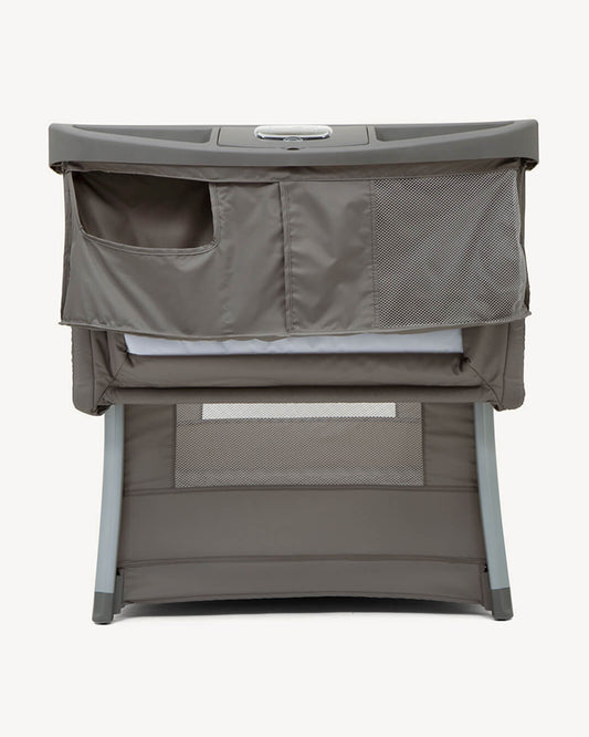 Joie Illusion Travel Cot With Tuckaway Changing Table-Deluxe Parent Organizer With Storage-Removable Bassinet-Compact Fold-Includes Carry Bag-For Infants-Upto 15 Kg-Nickel