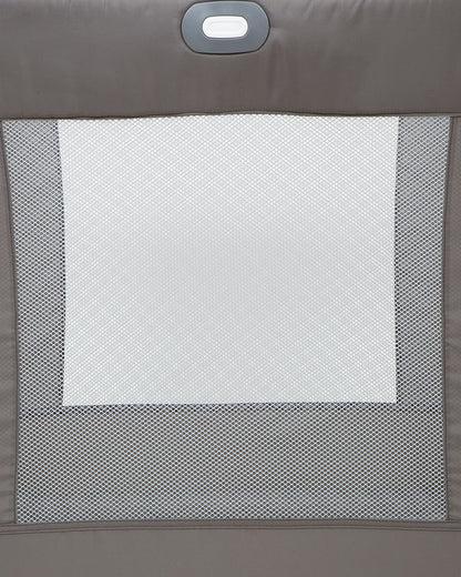 Joie Illusion Travel Cot With Tuckaway Changing Table-Deluxe Parent Organizer With Storage-Removable Bassinet-Compact Fold-Includes Carry Bag-For Infants-Upto 15 Kg-Nickel