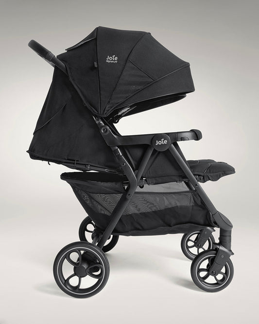 Joie Estrella Twin Stroller-Individually Adjustable Near Flat Reclining Seat-One Hand Fold-2 Years Warranty-Eclipse