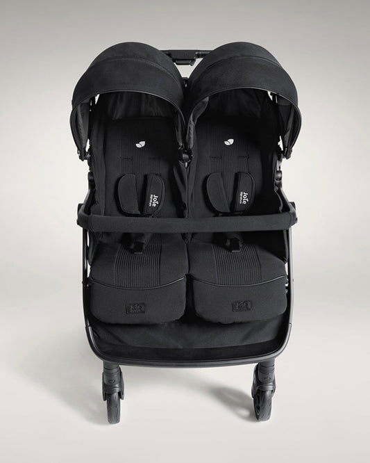 Joie Estrella Twin Stroller-Individually Adjustable Near Flat Reclining Seat-One Hand Fold-2 Years Warranty-Eclipse